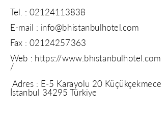 Bh Conference & Airport Hotel iletiim bilgileri